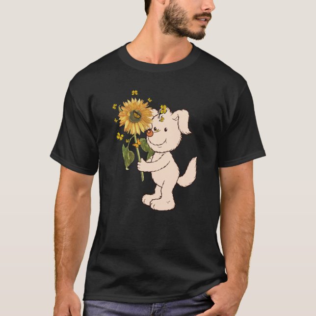 Camiseta Tu Cute Perro Holgazán Vestido Animal De Girasol (Anverso)