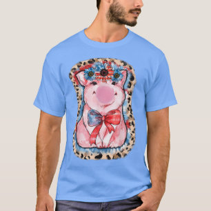 Camiseta Tu Cute Pig Sunflower America Flag 4Th Of July
