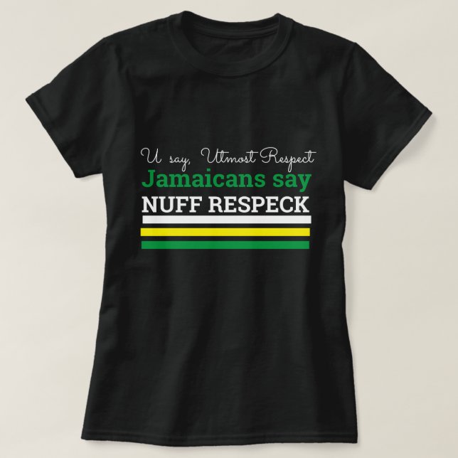 Camiseta Tú dices máximo respeto, -Jamaicano dice, Nuff Res (Diseño del anverso)