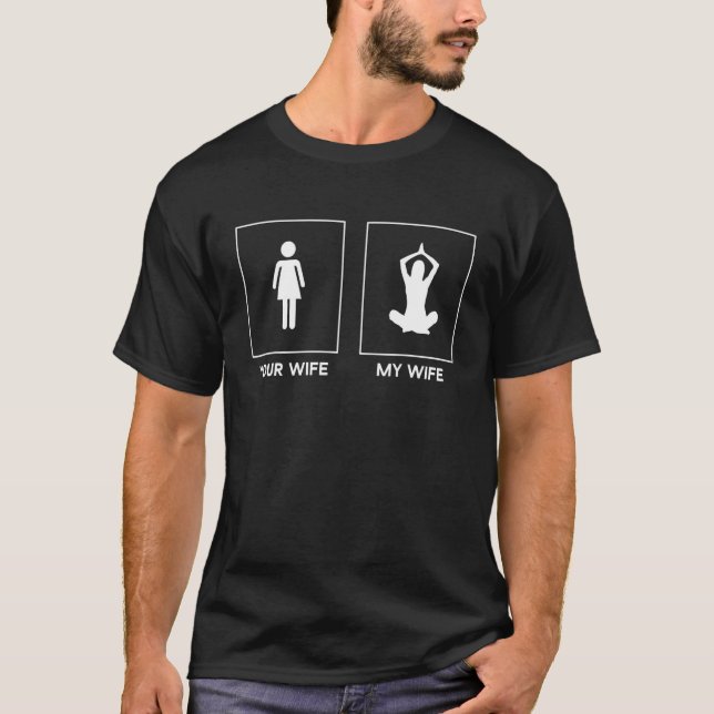 Camiseta Tu esposa mi esposa yoga orgullosa esposa profesor (Anverso)