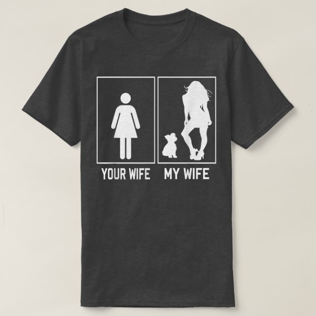 Camiseta Tu Esposa Mi Esposa Yorkie Graciosos Regalos Para  (Diseño del anverso)