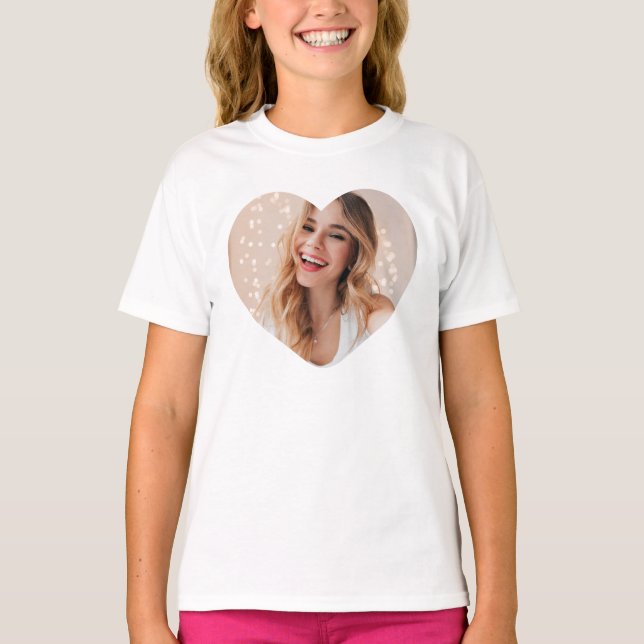 Camiseta Tu foto de tu cara en un rosa cardíaco personaliza (Anverso)