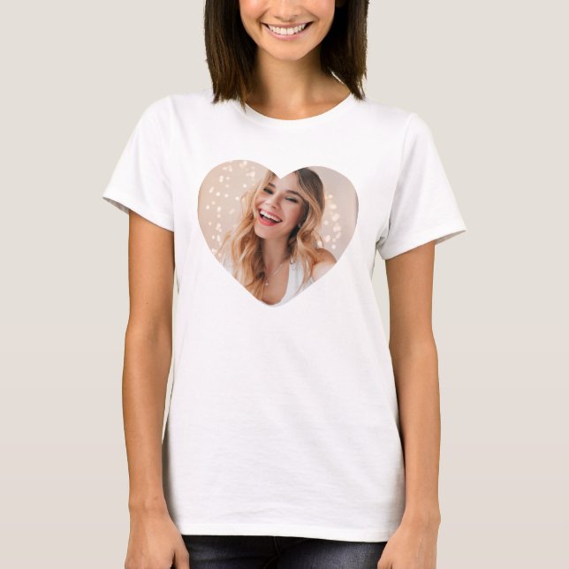 Camiseta Tu foto de tu cara en un rosa cardíaco personaliza (Anverso)