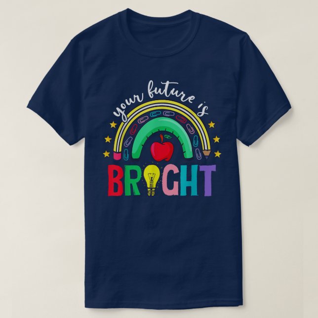 Camiseta Tu Futuro Vuelve A La Escuela Cuidadoso Arcoiris (Diseño del anverso)