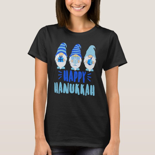 Camiseta Tu Happy Hanukkah 2022 Gnome Menorah Dreidel Costu (Anverso)