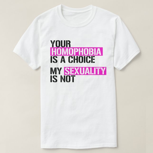 Camiseta Tu homofobia es una elección (Diseño del anverso)