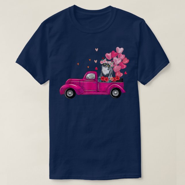 Camiseta tu lindo gato de camión día de San Valentín disfra (Diseño del anverso)