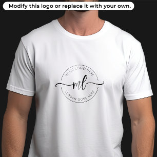 Camiseta Tu Logo Aquí Monograma Simple Iniciales Blanco