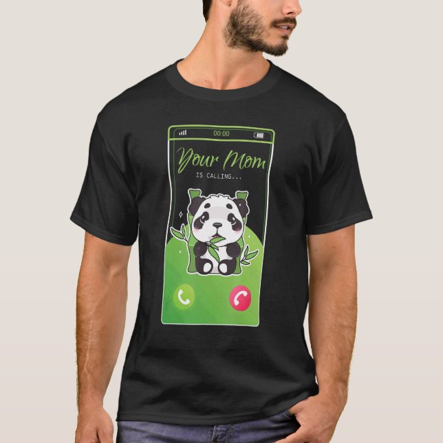 Camiseta Tu Mamá Llama A Panda Bear Cal De Entrada De Teléf (Anverso)