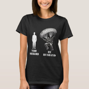 Camiseta Tu marido vs mi marido paracaidista aéreo wi
