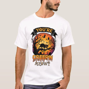 Camiseta Tú Me Estás Asustando Halloween Gato Negro Luna Ll