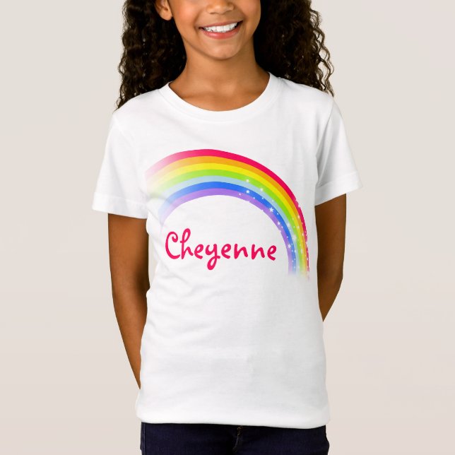Camiseta "Tu nombre" (8 letras) chicas rojos arco iris arri (Anverso)
