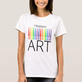 Camiseta Tu nombre, pinceles de arcoiris y ART