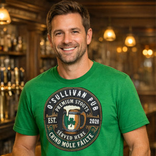 Camiseta Tu Nombre Pub Irlandés Personalizado Día de San Pa