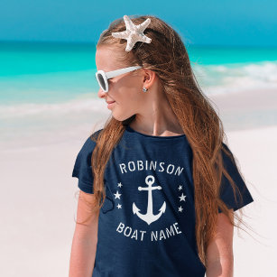 Camiseta Tu nombre y barco vintage Anchor Stars Nave & Whit