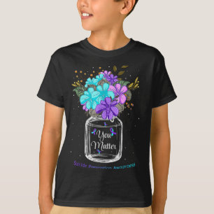 Camiseta Tú Prevenciones de Suicidio Flor Listón Púrpura Ap