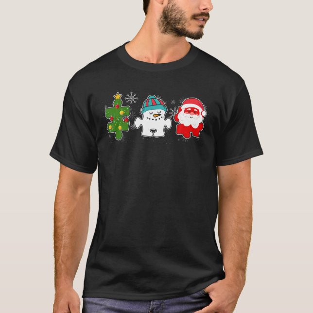 Camiseta Tu Puzzle Autism Awareness Santa Claus Navidades (Anverso)