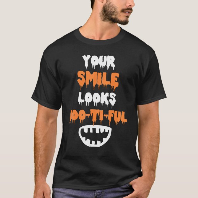 Camiseta Tu sonrisa parece Bootia Halloween Dental Hygieni (Anverso)