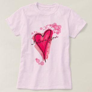 Camiseta TU TEXTO Corazón de acuarela rosada