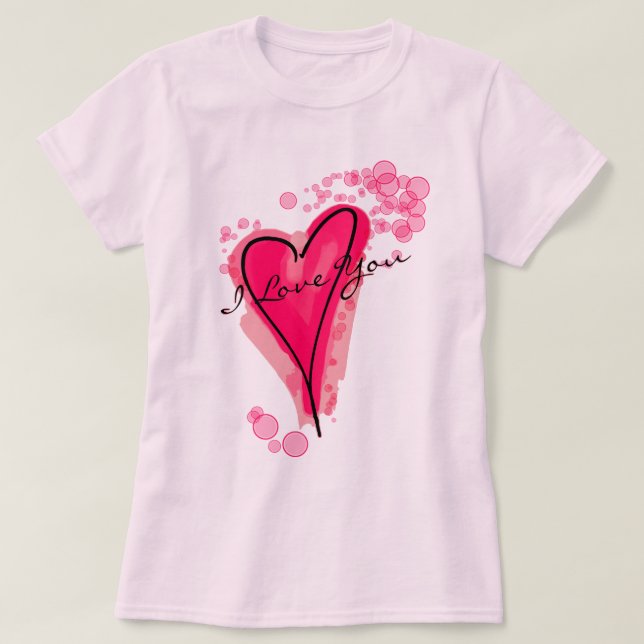 Camiseta TU TEXTO Corazón de acuarela rosada (Diseño del anverso)