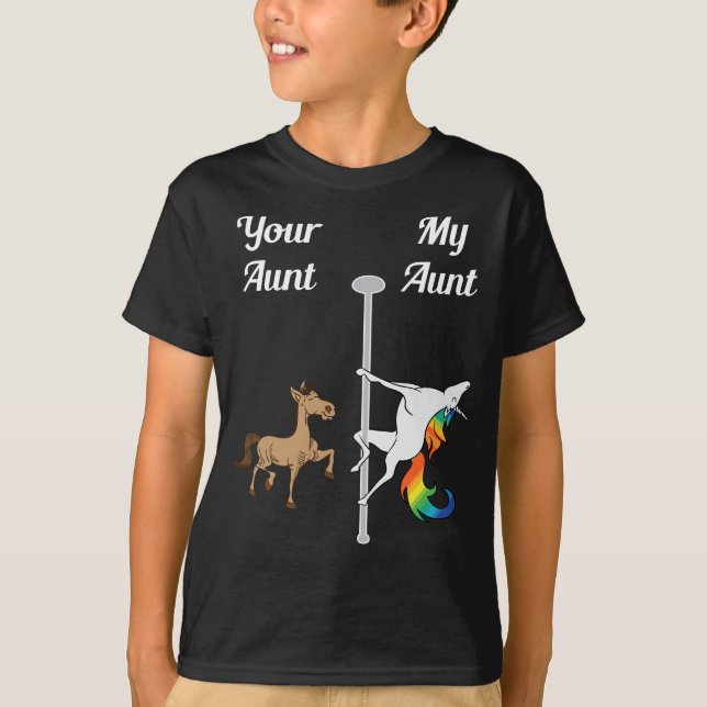 Camiseta Tu Tía Mi Tía Yo Fiesta Bailando Unicorn (Anverso)