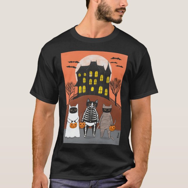 Camiseta Tú vas primeroGato genial retro amigo (Anverso)