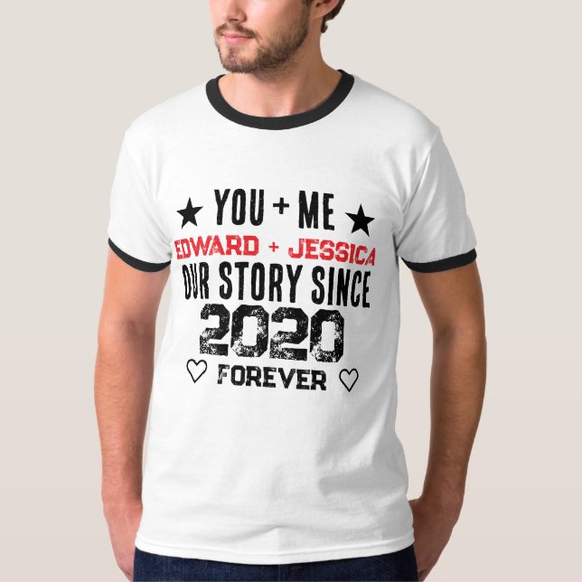 Camiseta Tú + Yo Nuestra Historia de Amor Relación Editable (Anverso)