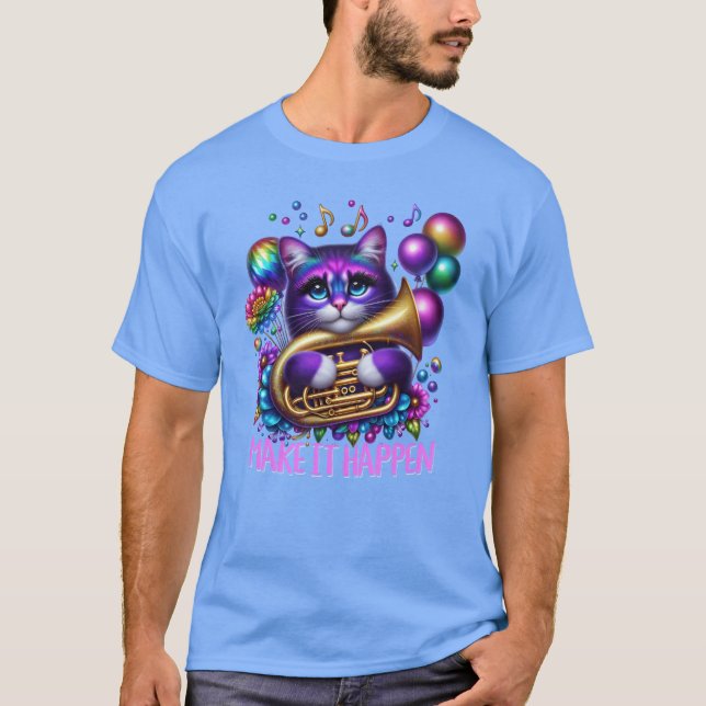 Camiseta Tuba Jugando Gato Psychedelicuba Cat (Anverso)