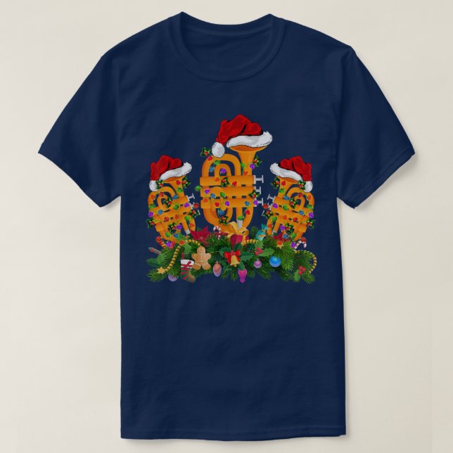 Camiseta Tuba Music Lover Xmas Iluminando Santa Hat Tuba Ch (Diseño del anverso)