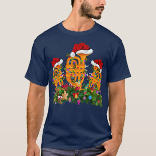 Camiseta Tuba Music Lover Xmas Iluminando Santa Hat Tuba Ch