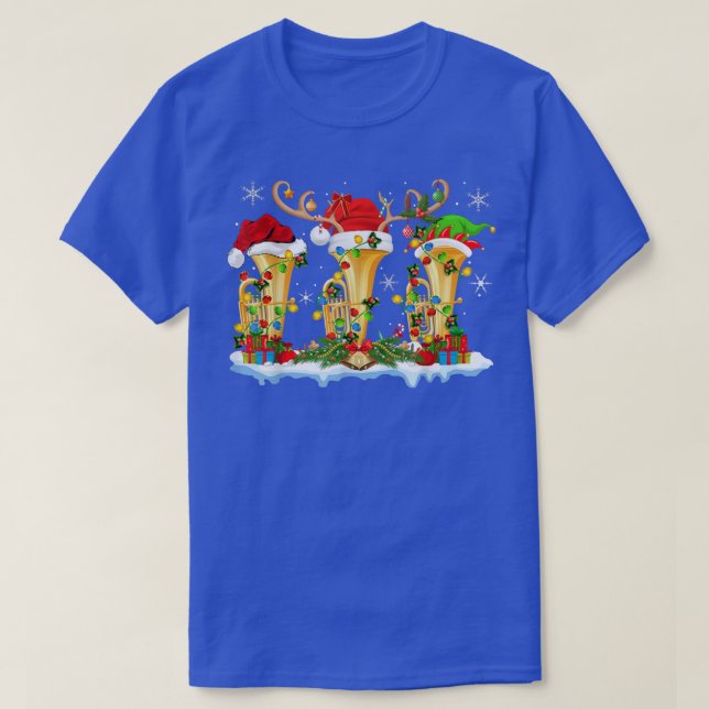 Camiseta Tuba Music Lover Xmas Lighting Funny Tuba Christma (Diseño del anverso)