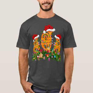Camiseta Tuba Music Lover Xmas Lighting Santa Hat Tuba Chri