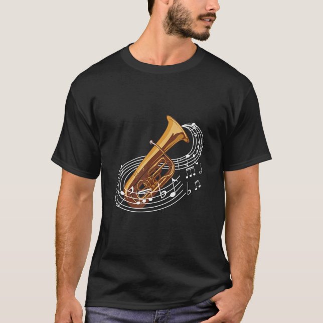 Camiseta Tuba Music Notes Of Brass Instruments (Anverso)