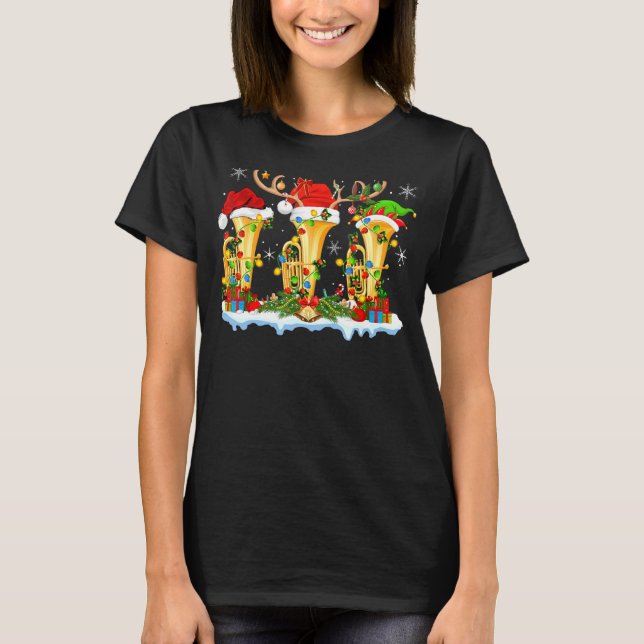 Camiseta Tuba Music Xmas enciende a divertidos Navidades Tu (Anverso)