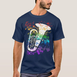 Camiseta Tuba Rainbow Colours, músico de latón
