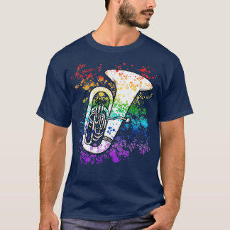Camiseta Tuba Rainbow Colours, músico de latón