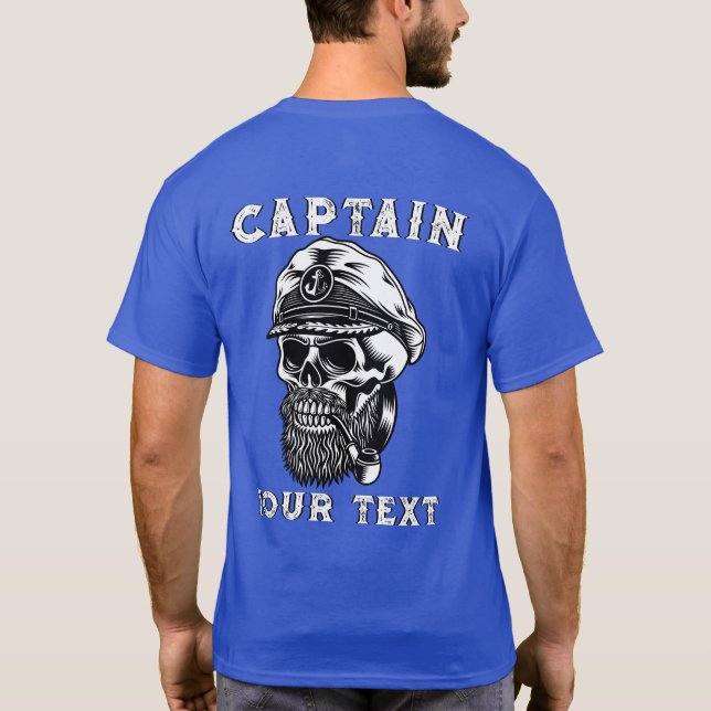 Camiseta Tubería de fumar calavera de capitán de mar barbud (Reverso)