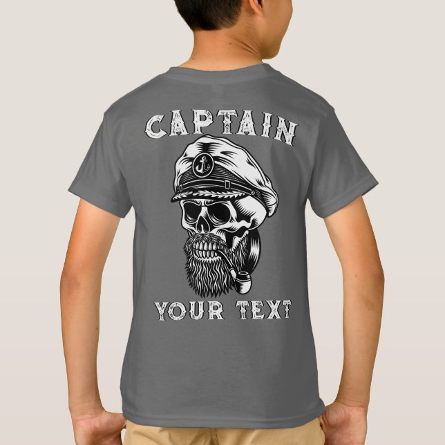 Camiseta Tubería de fumar calavera de capitán de mar barbud (Reverso)