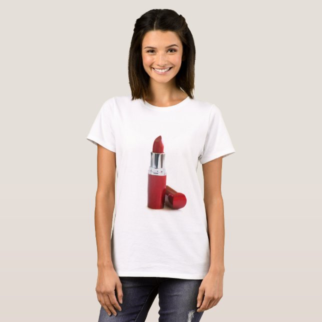 Camiseta Tubo de lápiz labial rojo (Anverso completo)