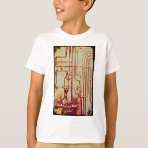 Camiseta Tubos estilizados de pared antigua