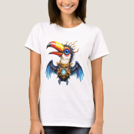 Camiseta Tucán steampunk iluminado por la luna.