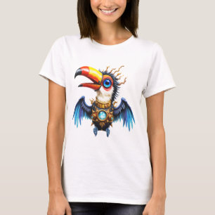 Camiseta Tucán steampunk iluminado por la luna.