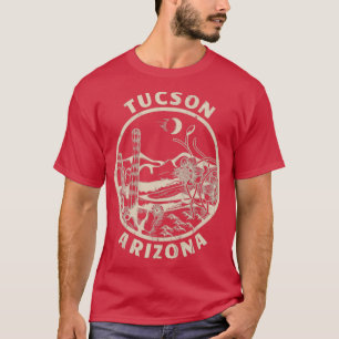Camiseta Tucson Arizona Linocut Ilustración del Desierto en