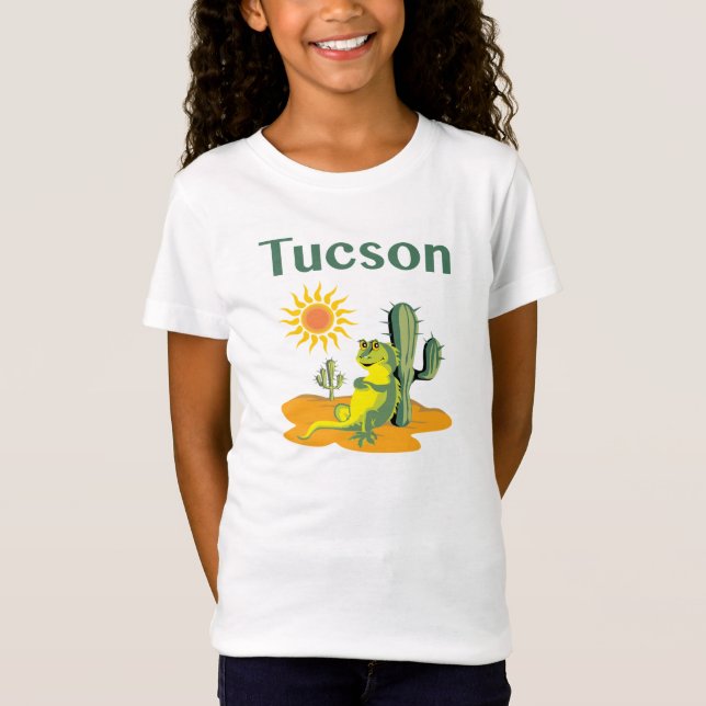 Camiseta Tucson Arizona Lizard bajo Saguaro (Anverso)