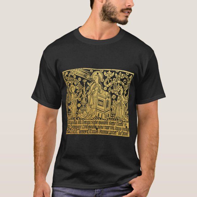 Camiseta Tudor Brass Rubbing Anunciación Mary Angel (Anverso)