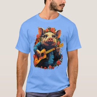 Camiseta Tuerca De Cerdo PotBellie Tocando guitarra