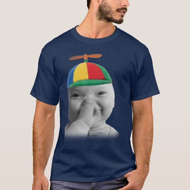 Camiseta Tuff AI Niche Baby Holding Laugh Meme in Propeller (Anverso)