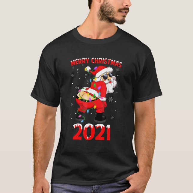 Camiseta Tuiteando Papá Noel Africano Estadounidense (Anverso)