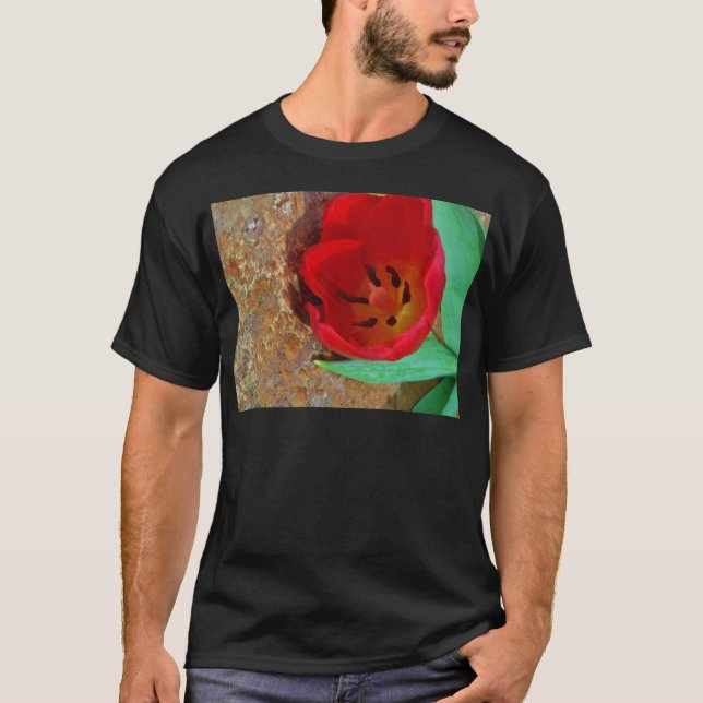 Camiseta Tulipán rojo y amarillo primavera (Anverso)