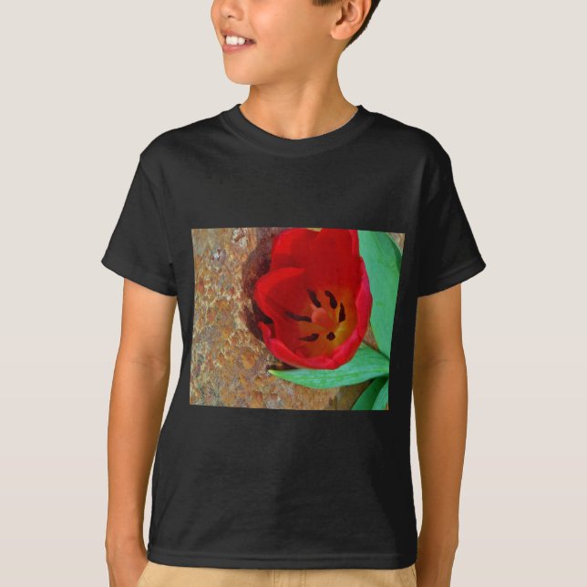 Camiseta Tulipán rojo y amarillo primavera (Anverso)